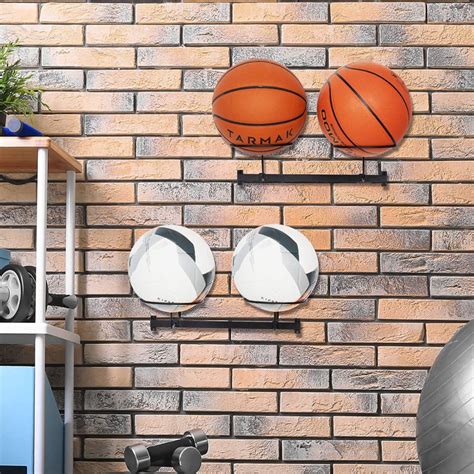 Wall Mounted Ball Storage Rack, Black Metal Ball 